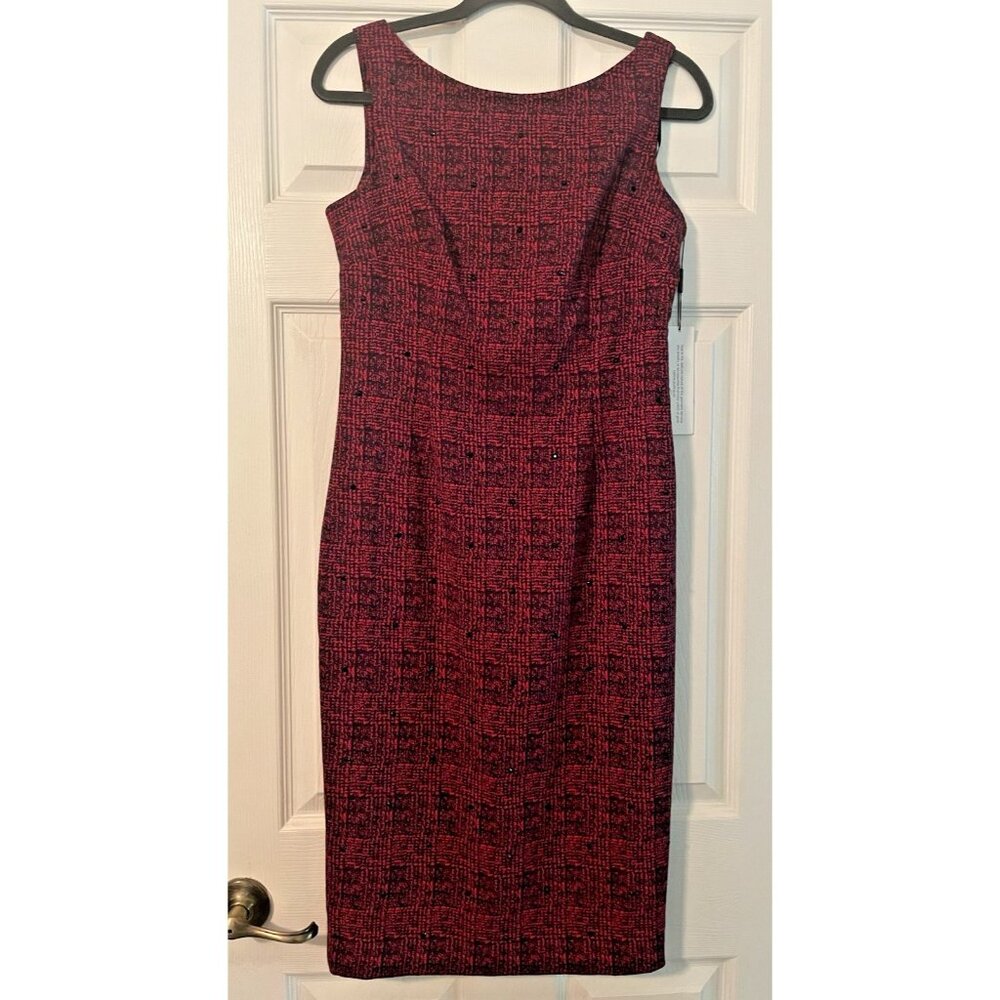 New Calvin Klein dress 8 pencil dress red‎ and black low back zipper sexy midi